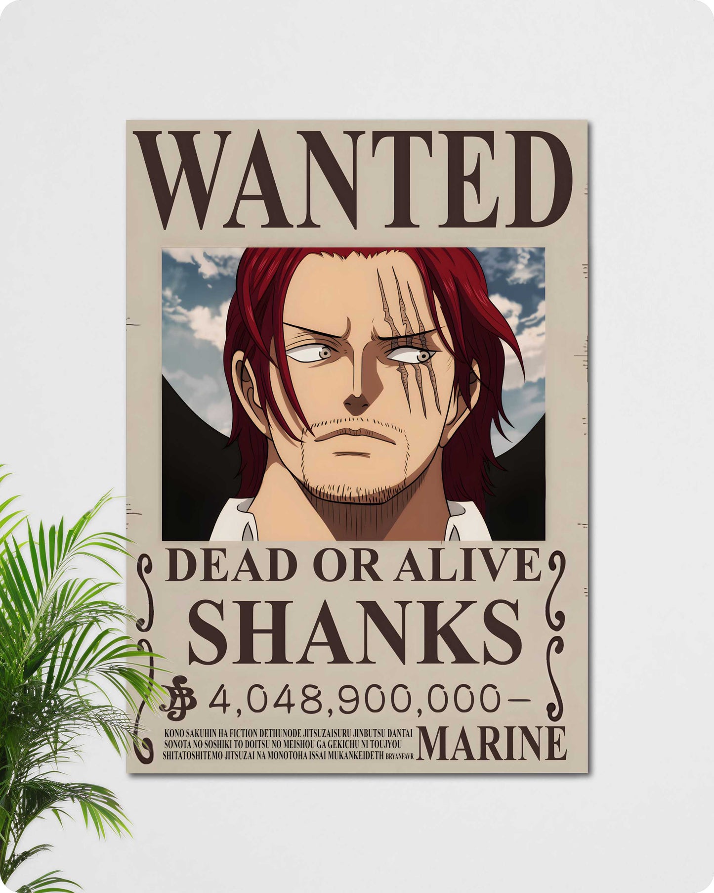 Shanks Red Haired Pirate Wanted Anime Poster - One Piece