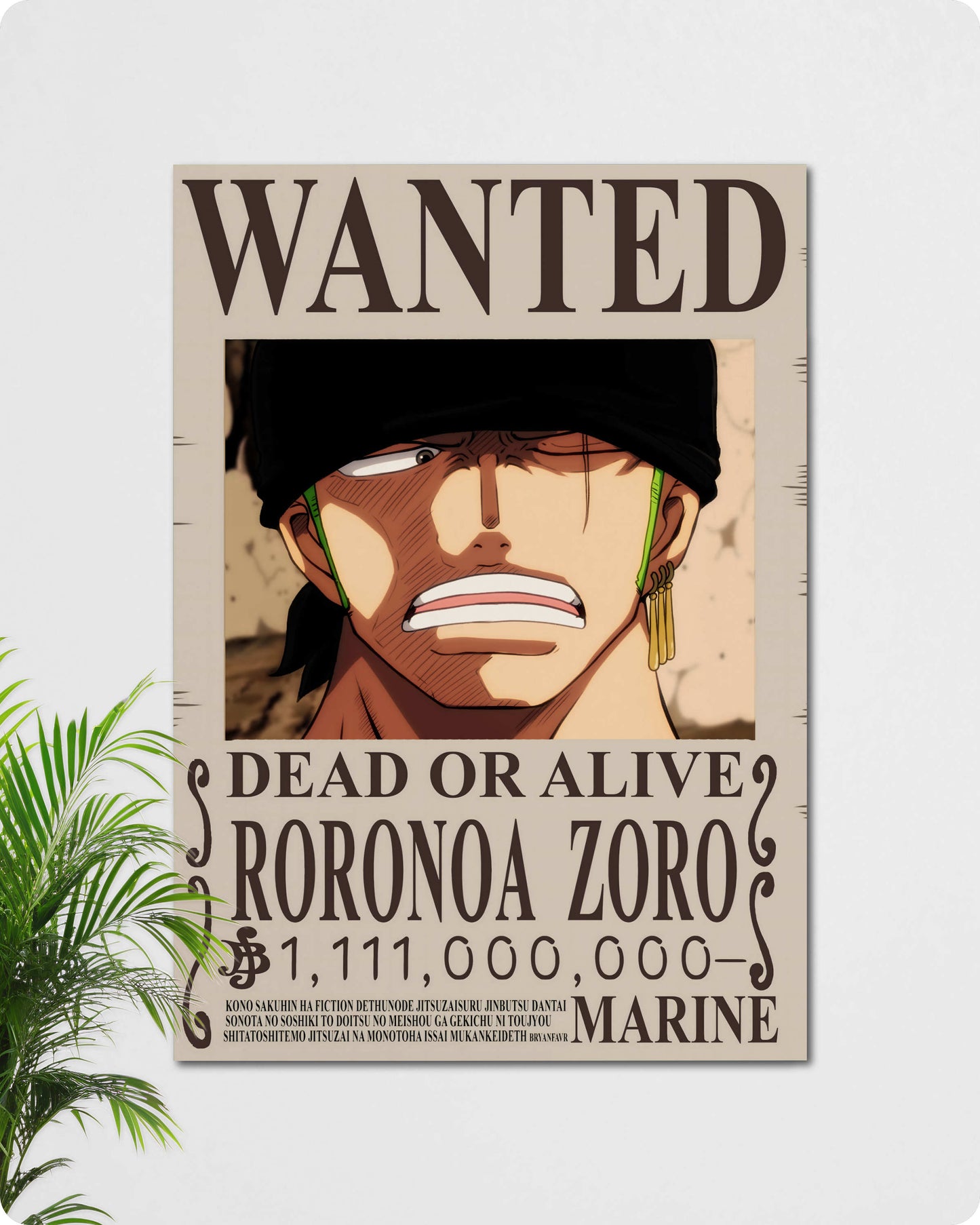 Roronoa Zoro Wanted Anime Poster - One Piece