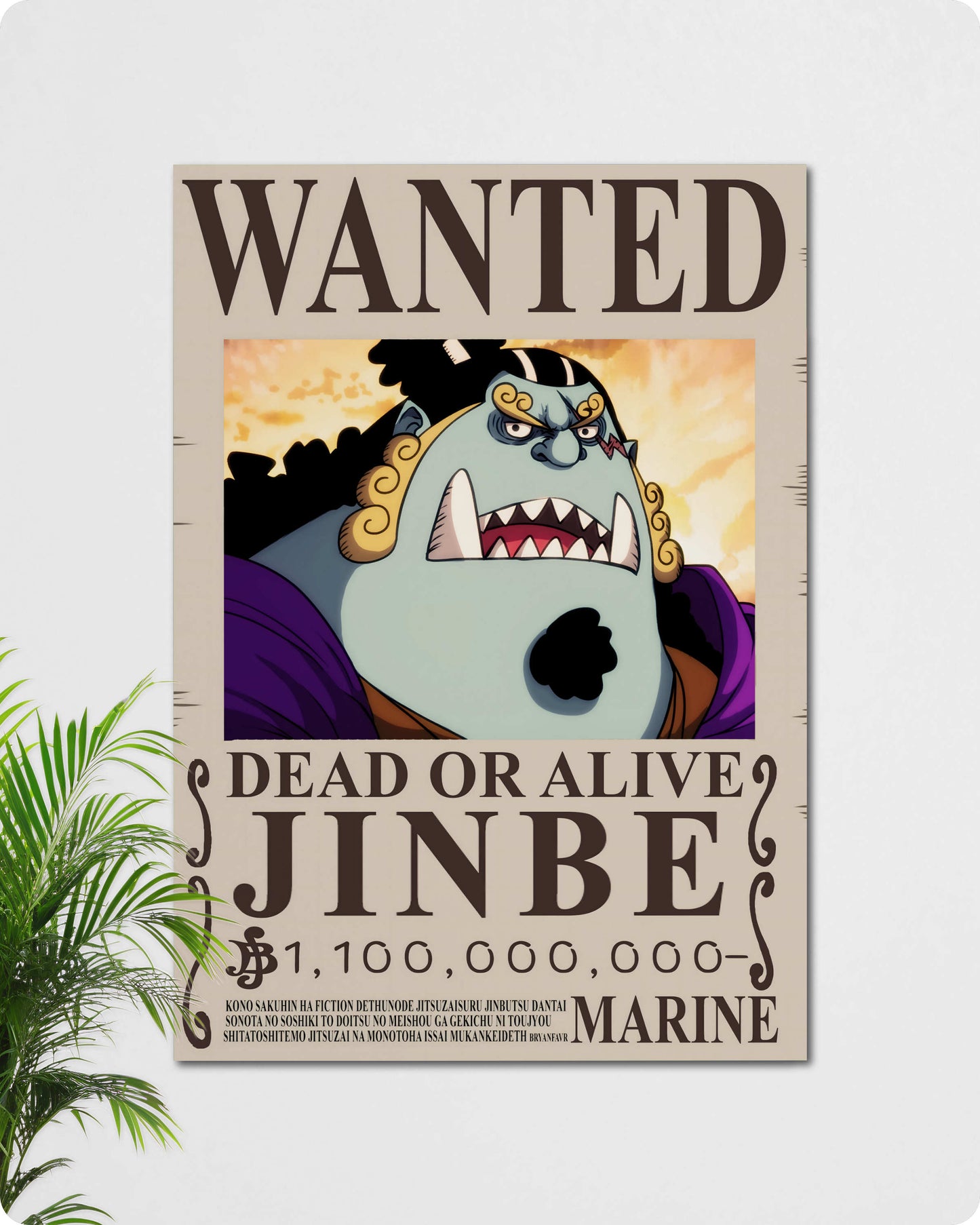 Jinbe Wanted Anime Poster - One Piece