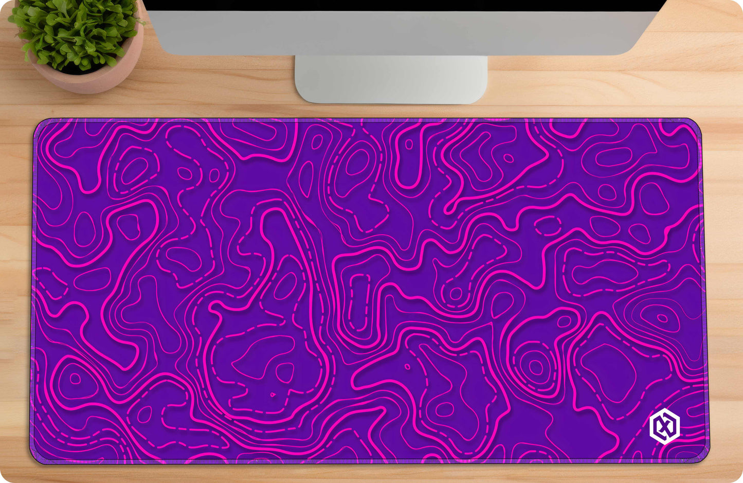 Geographic Abstract Deskmat – Cool Purple Contour Lines