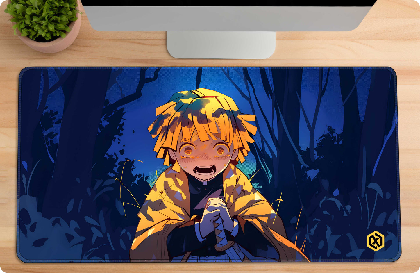 Demon Slayer Scared Zenitsu Anime Deskmat - Thunder Breathing