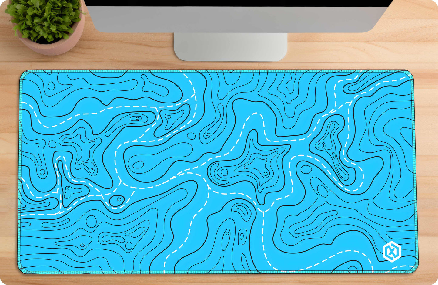 Geographic Abstract Deskmat - Cool Blue Contour