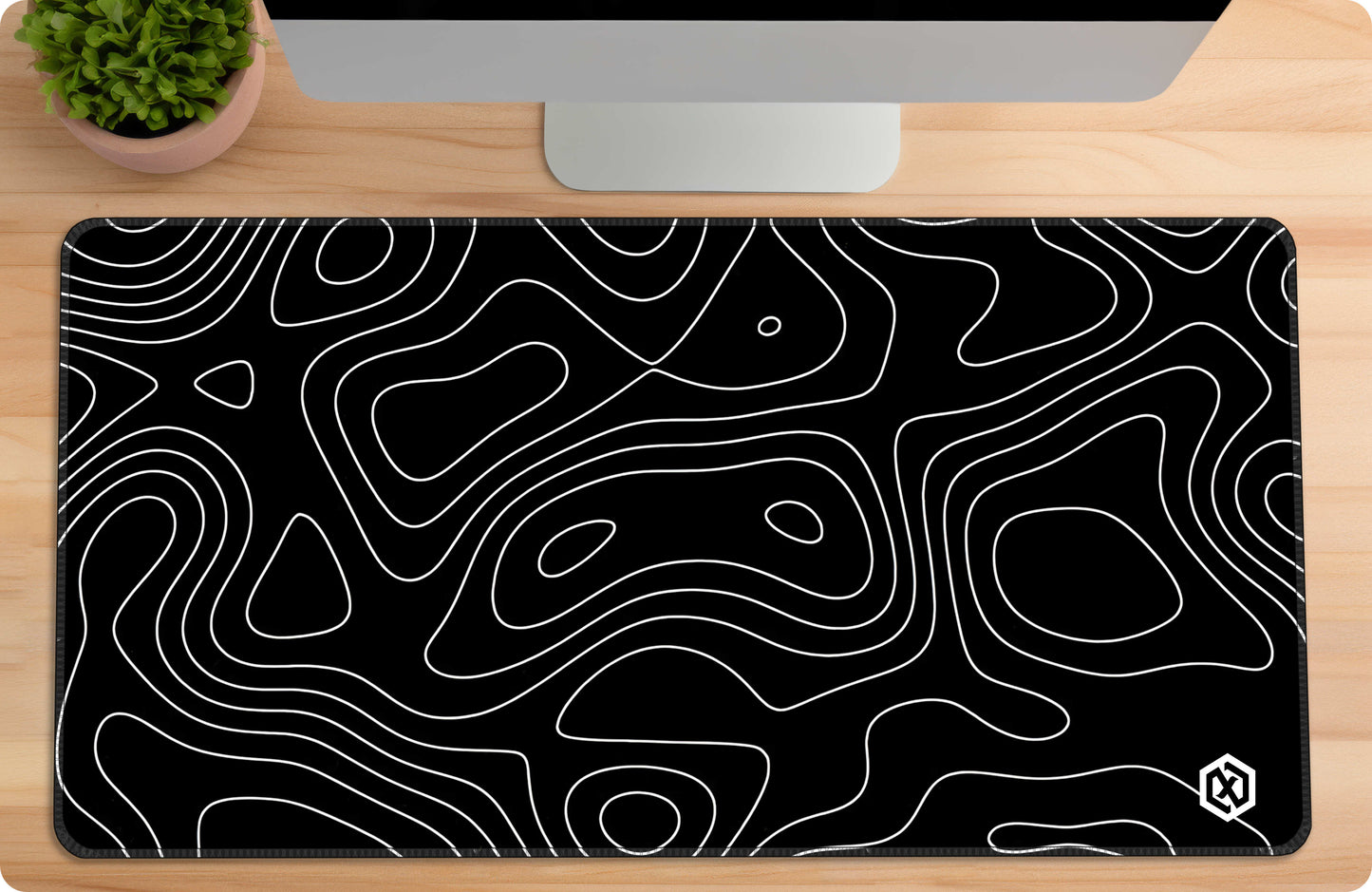 Abstract Fluid Waves Deskmat - Cool Black Contour Lines