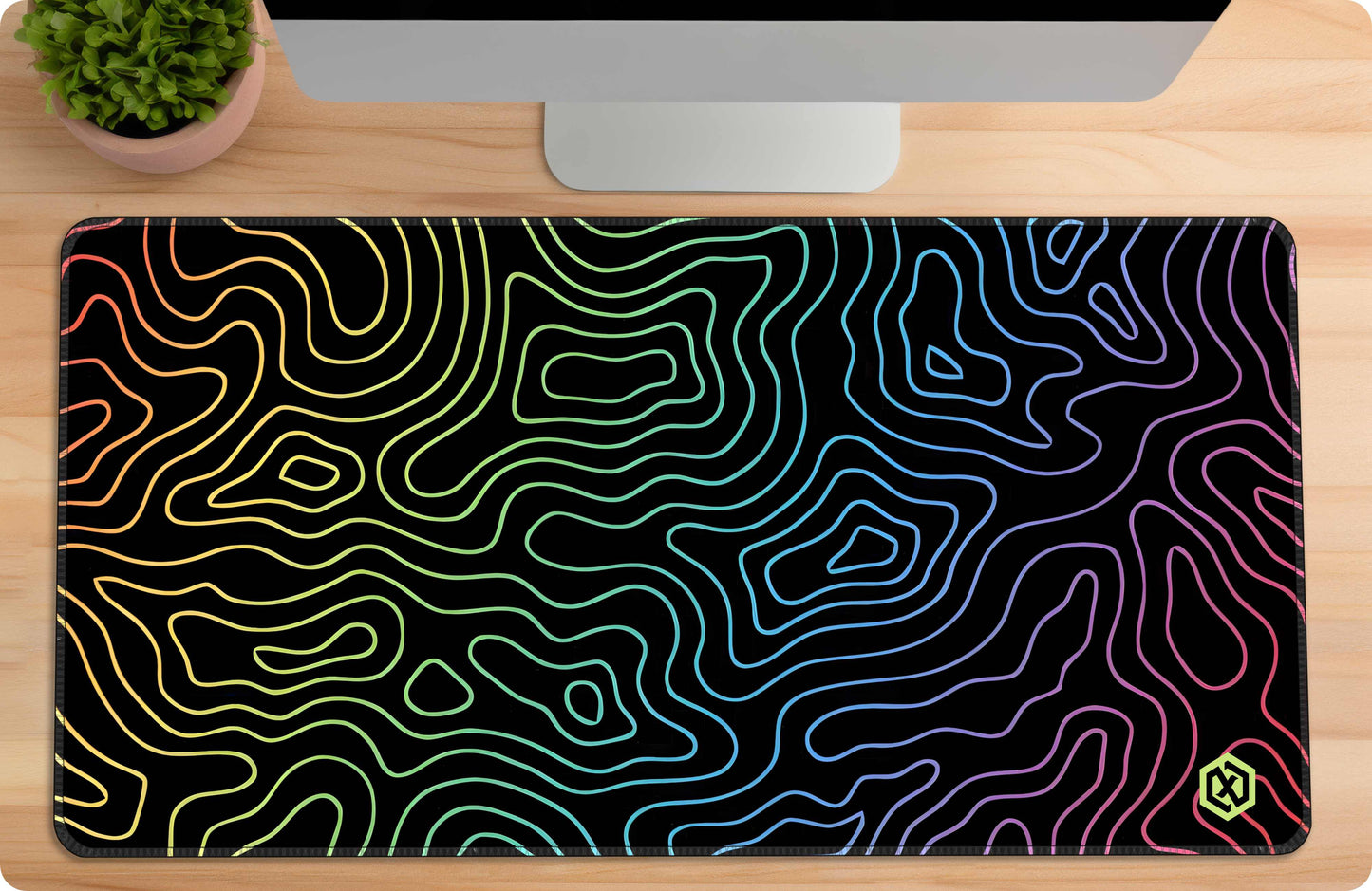 Abstract Fluid Waves Deskmat - Cool Gradient Contour Lines