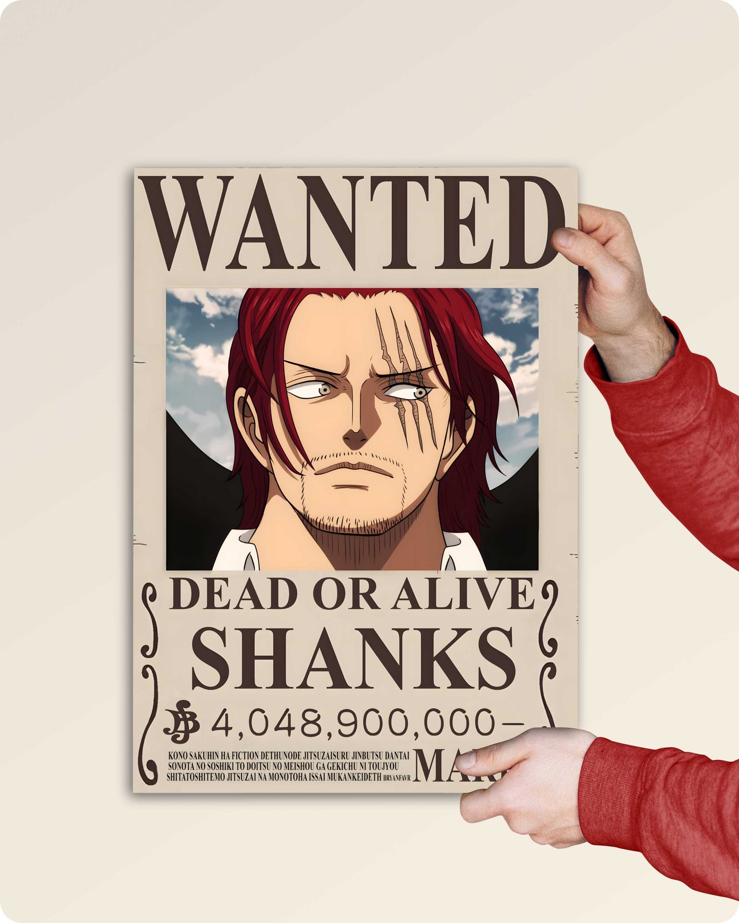 Shanks Red Haired Pirate Wanted Anime Poster - One Piece