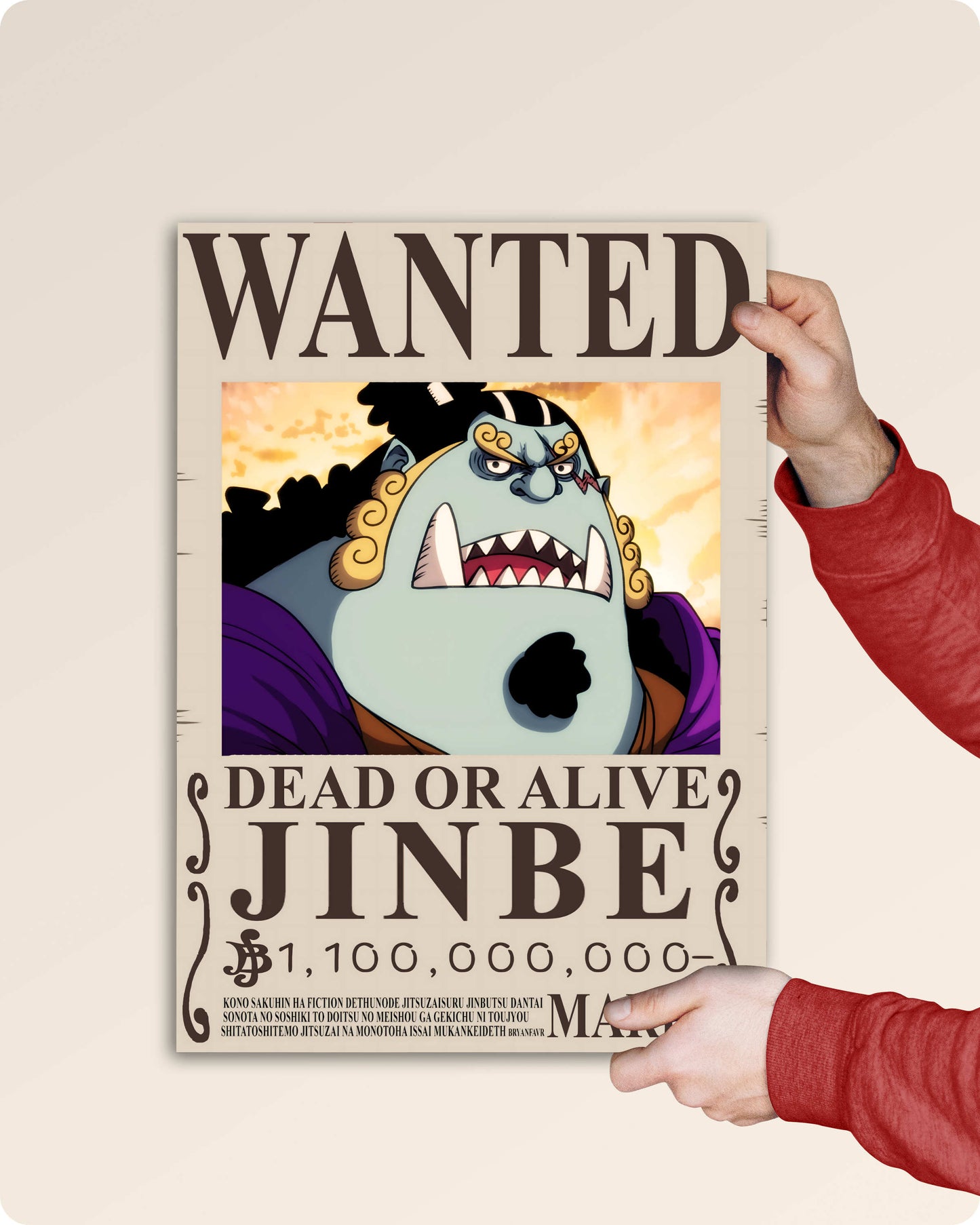 Jinbe Wanted Anime Poster - One Piece