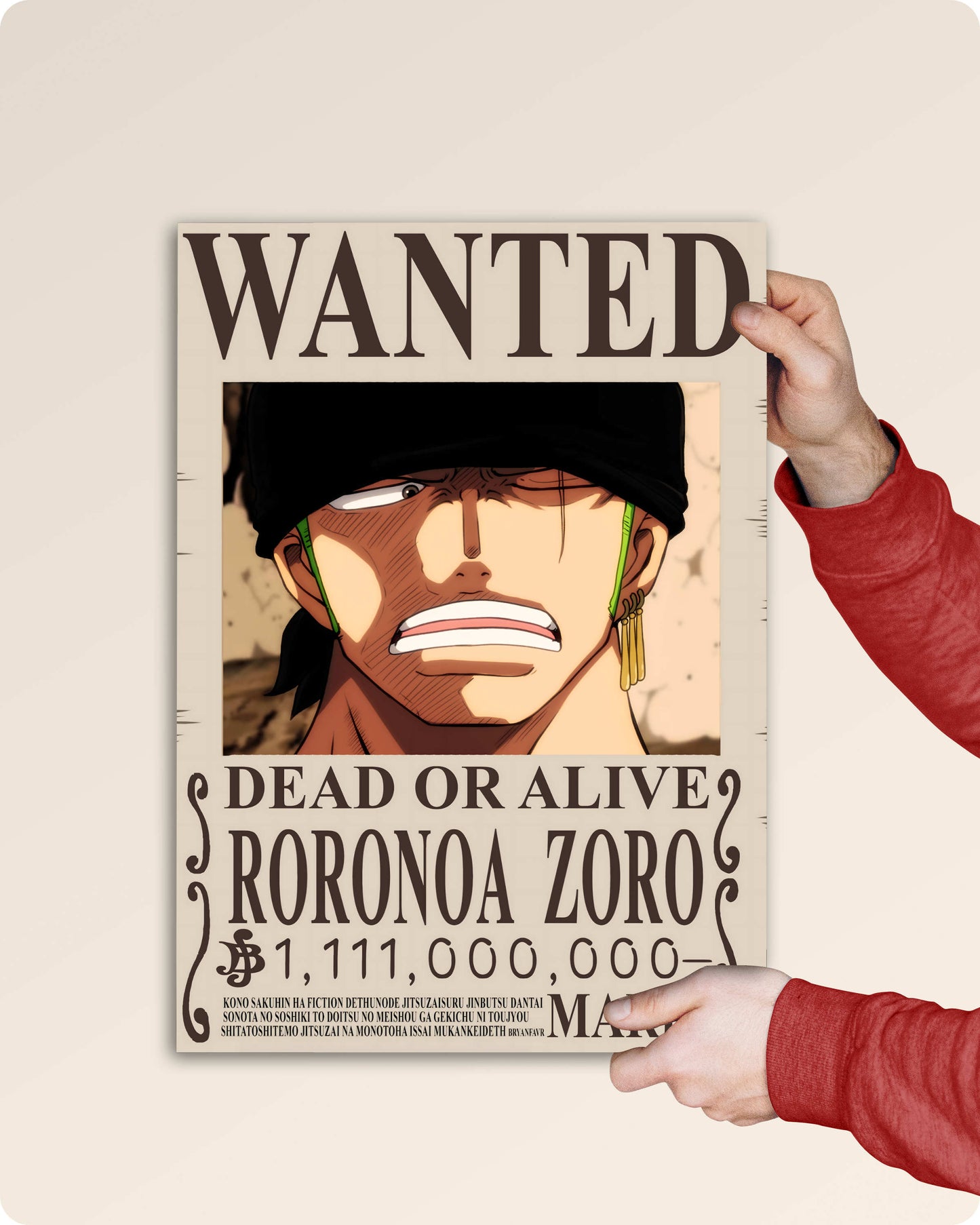 Roronoa Zoro Wanted Anime Poster - One Piece