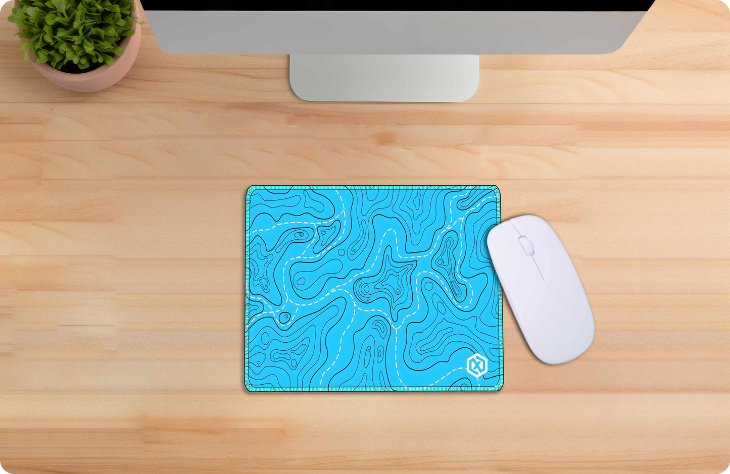 Geographic Abstract Deskmat - Cool Blue Contour