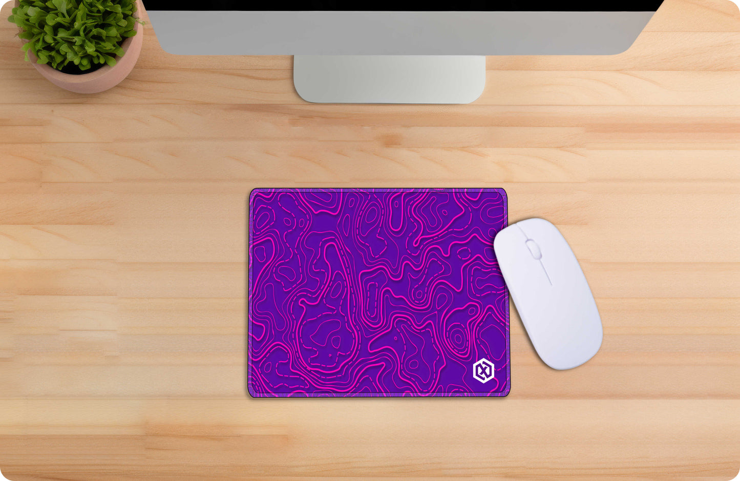 Geographic Abstract Deskmat – Cool Purple Contour Lines