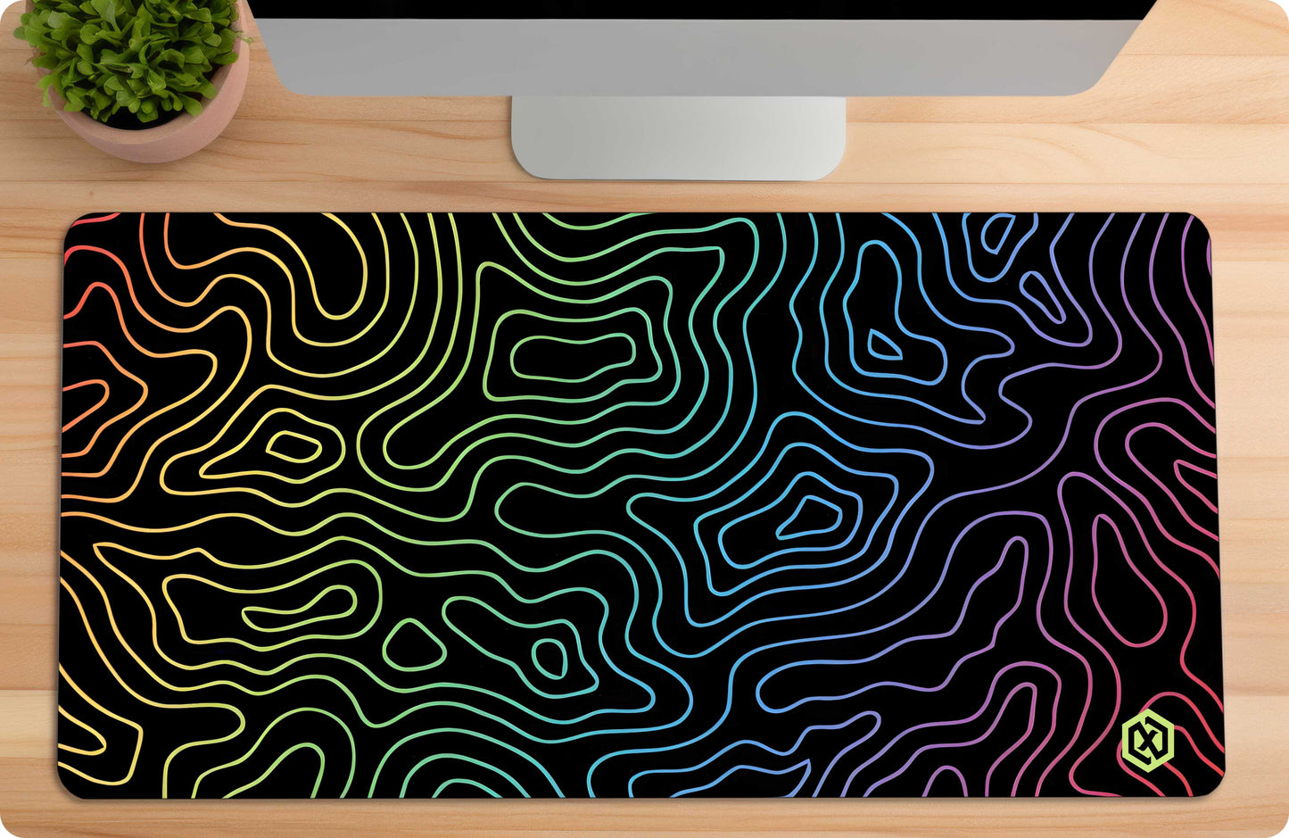 Abstract Fluid Waves Deskmat - Cool Gradient Contour Lines