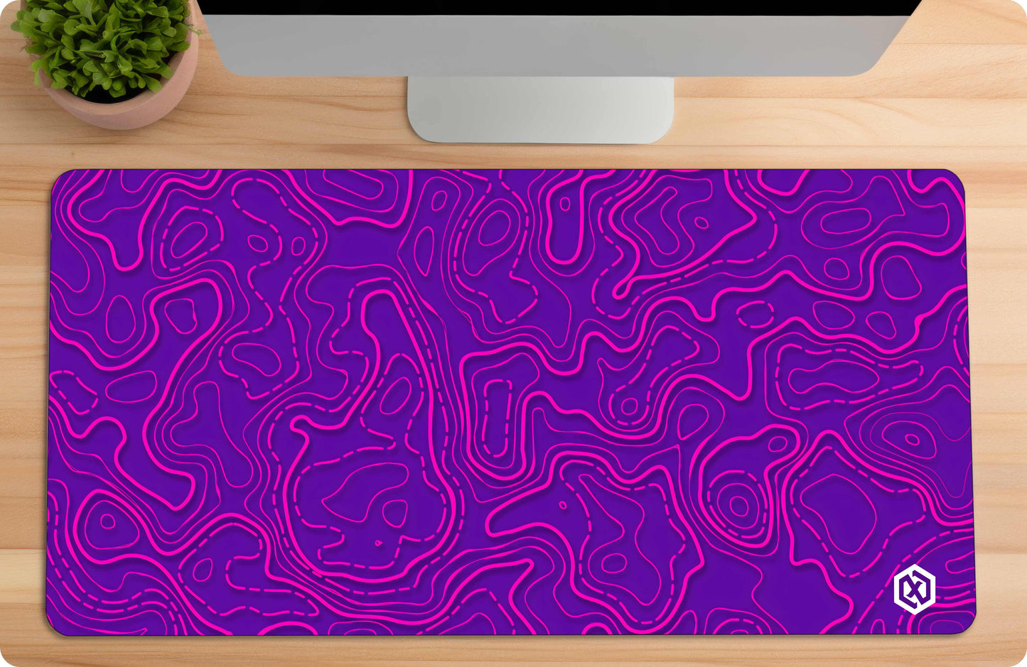 Geographic Abstract Deskmat – Cool Purple Contour Lines