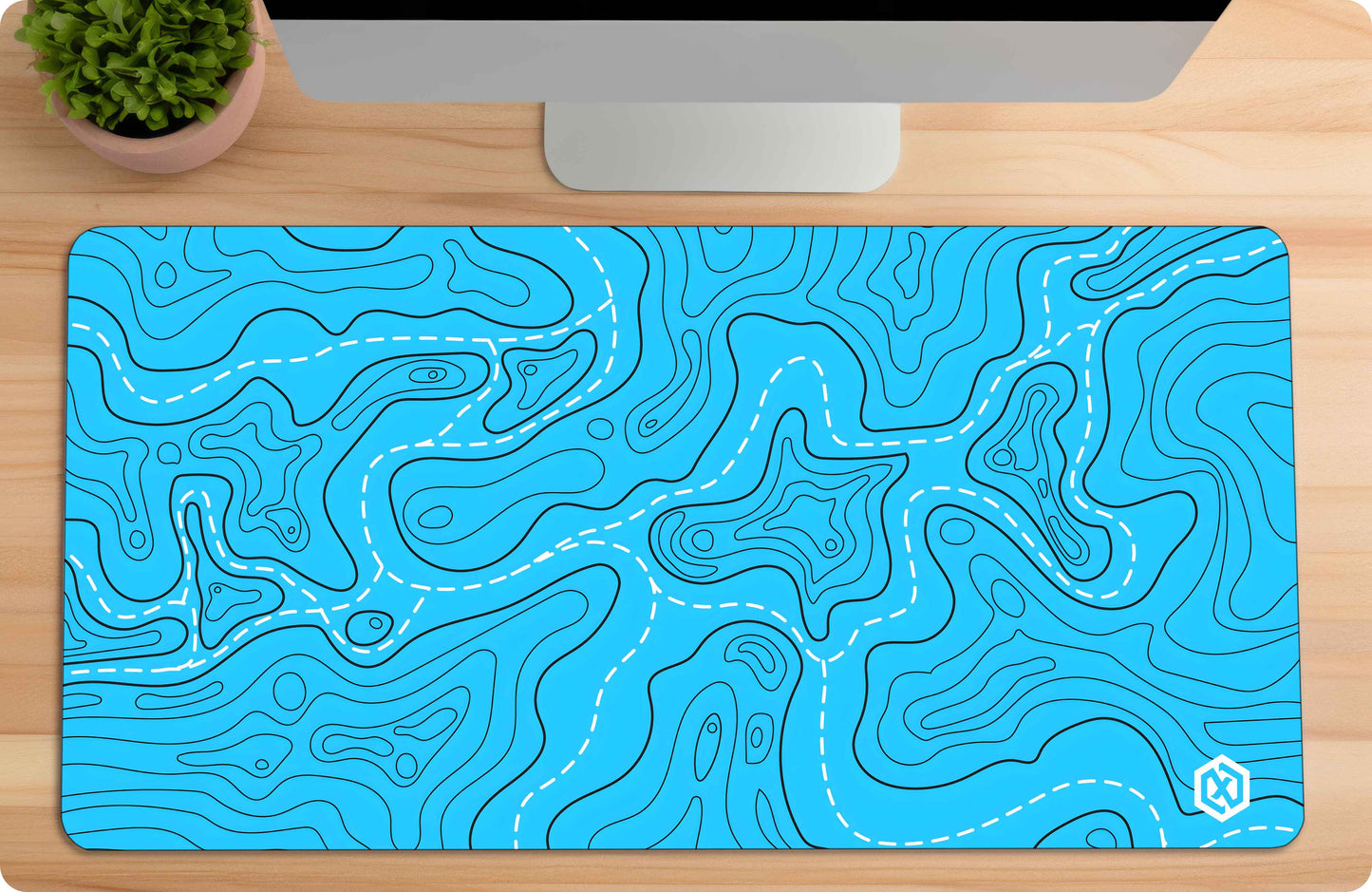 Geographic Abstract Deskmat - Cool Blue Contour