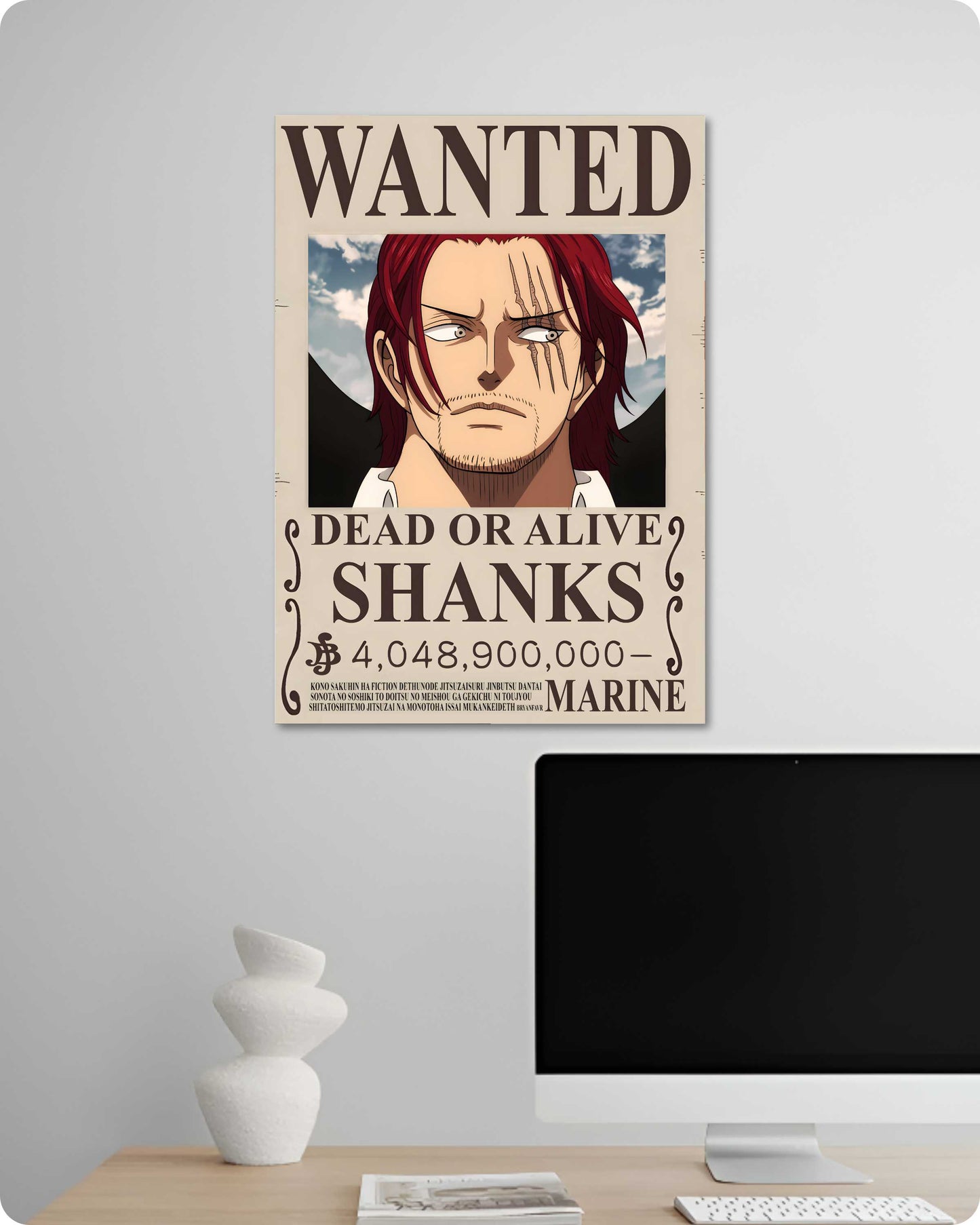 Shanks Red Haired Pirate Wanted Anime Poster - One Piece