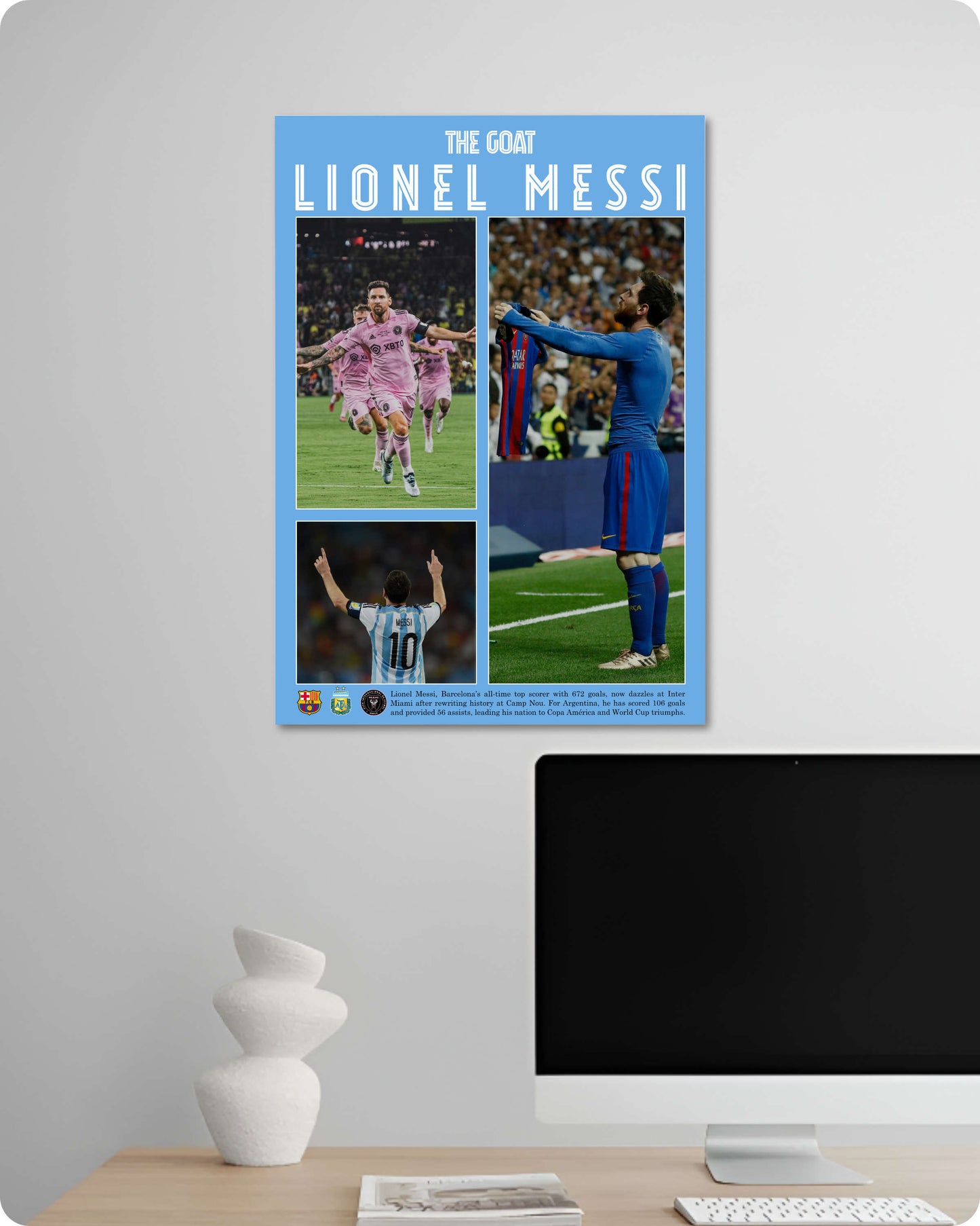 Lionel Messi Sports Poster - Argentina, Barcelona, Inter Miami