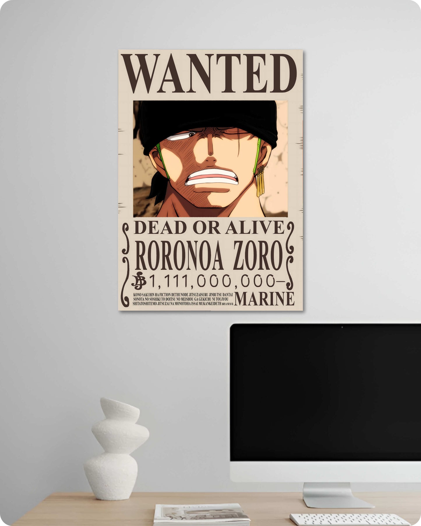 Roronoa Zoro Wanted Anime Poster - One Piece