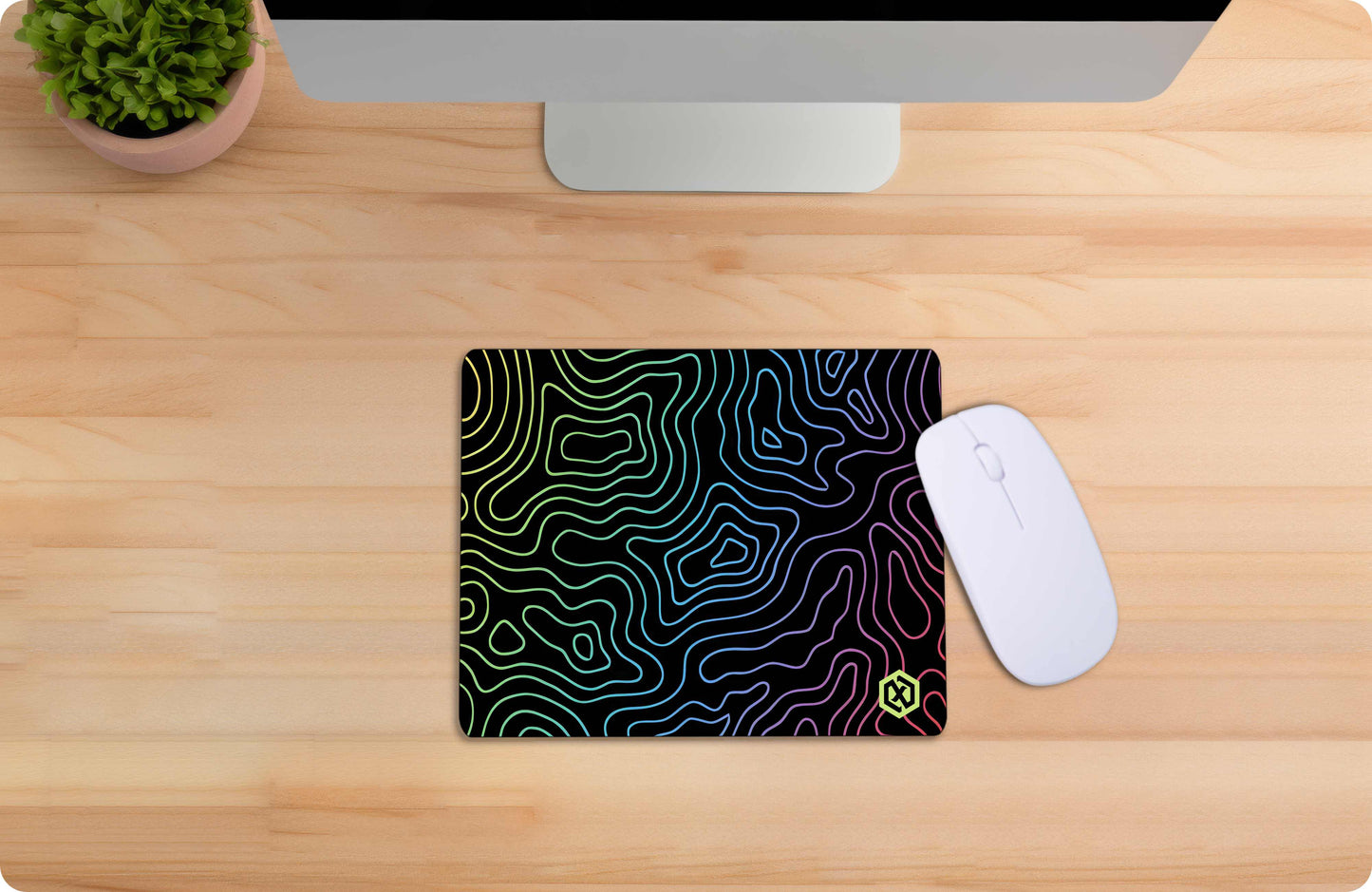 Abstract Fluid Waves Deskmat - Cool Gradient Contour Lines