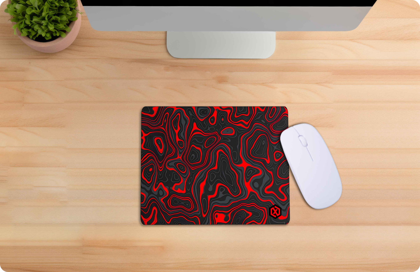 Abstract Fluid Waves Deskmat - Cool Red Contour Lines