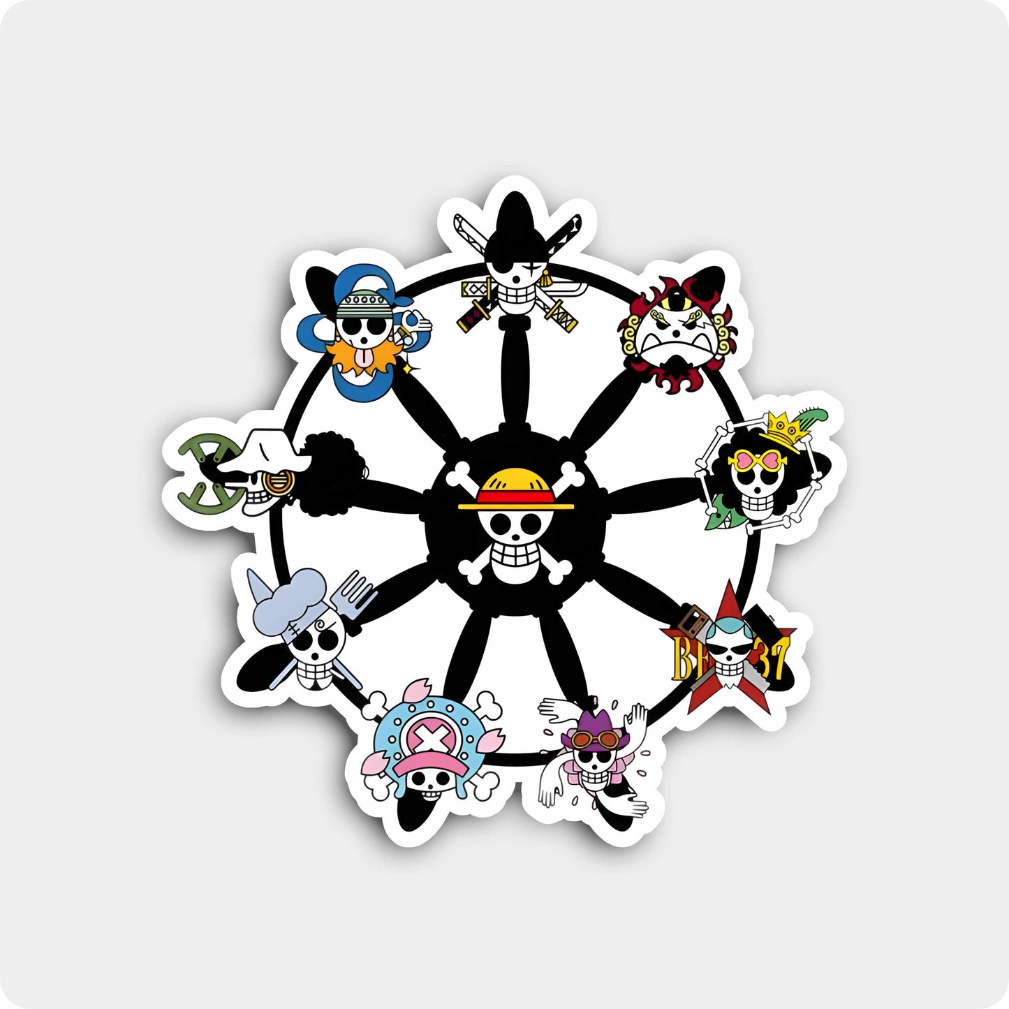 One Piece Luffy Crew Wheel Sticker – Pirate Ship