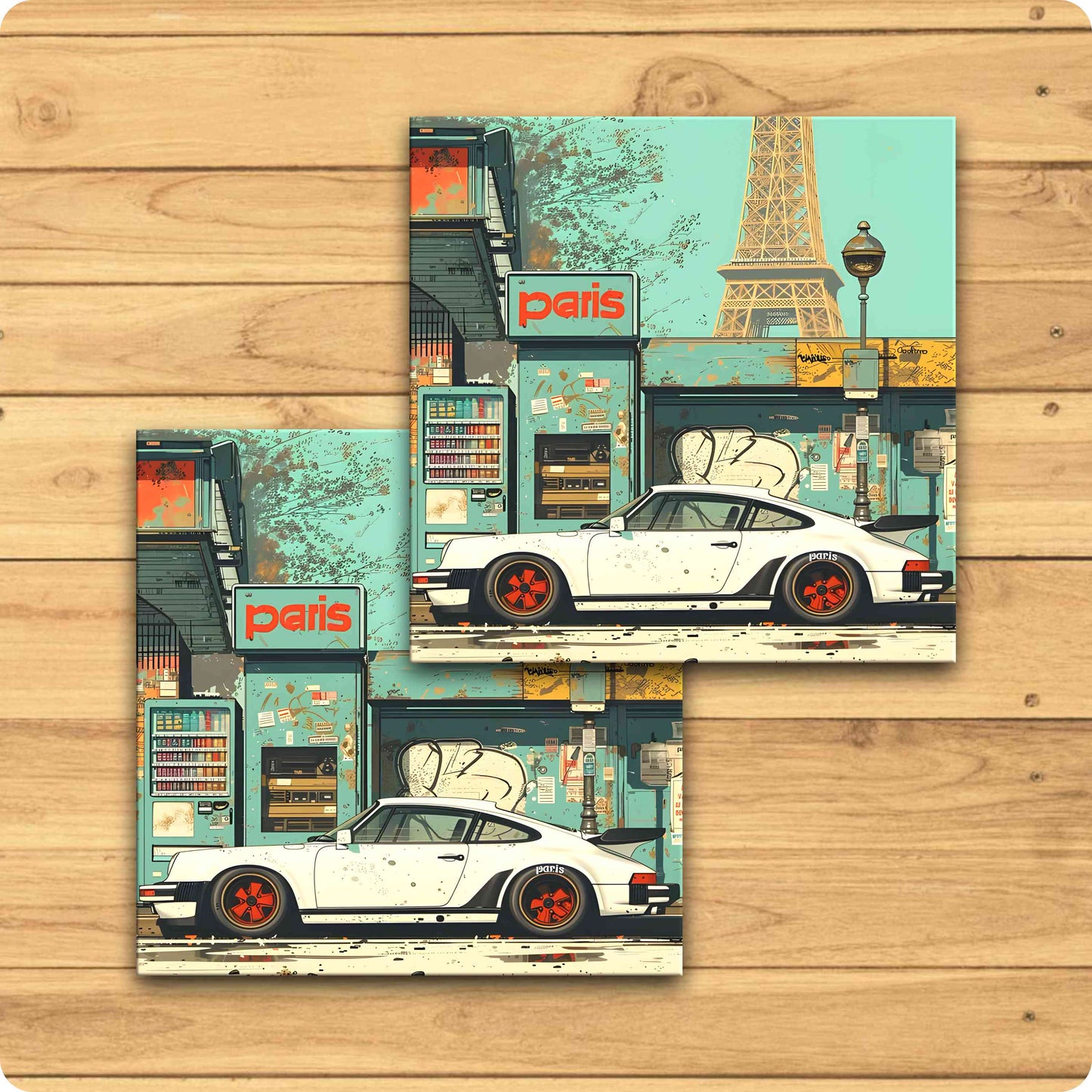 Paris Street Drive Coaster – Vintage Car