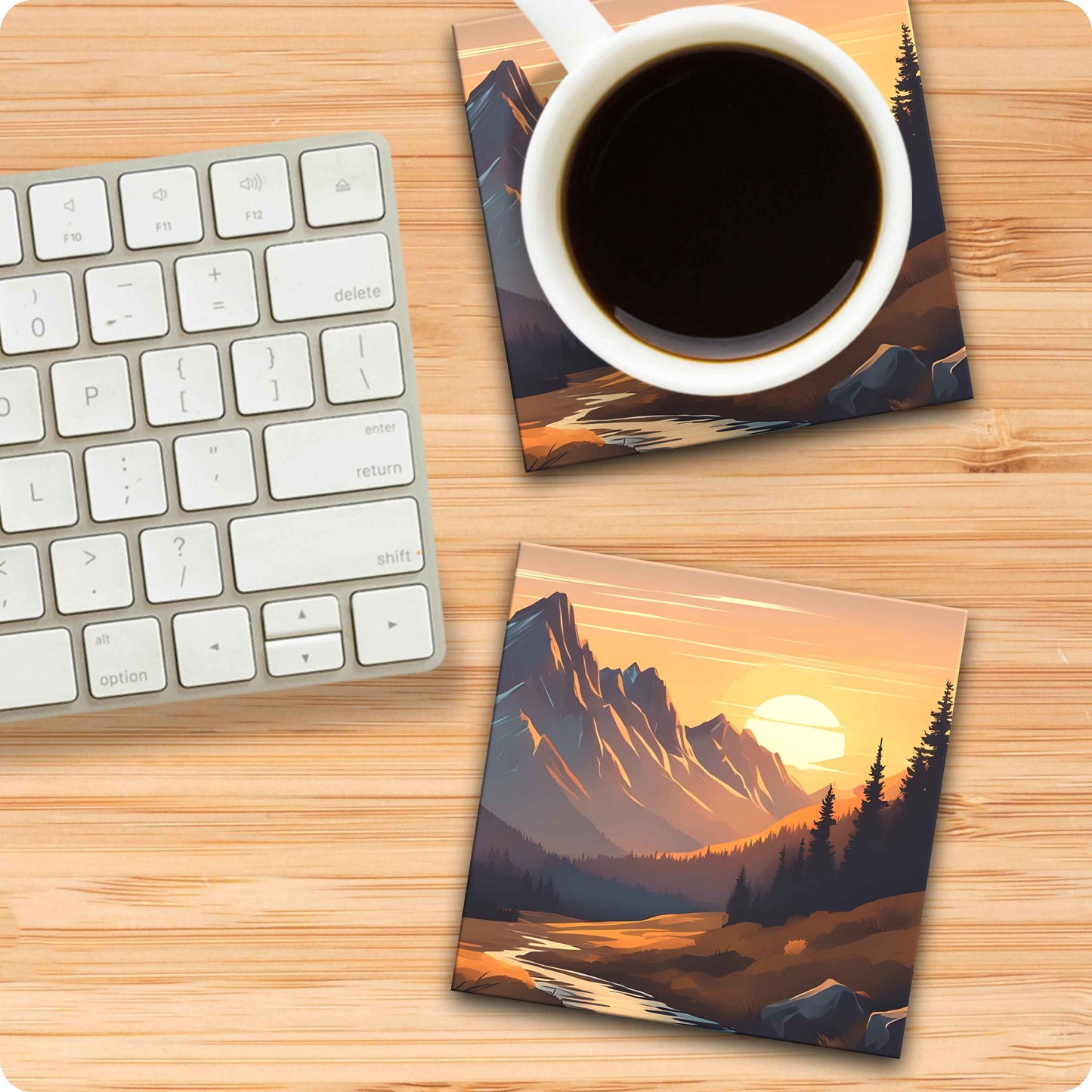 Scenic Landscape Coaster - Golden Hour Glow