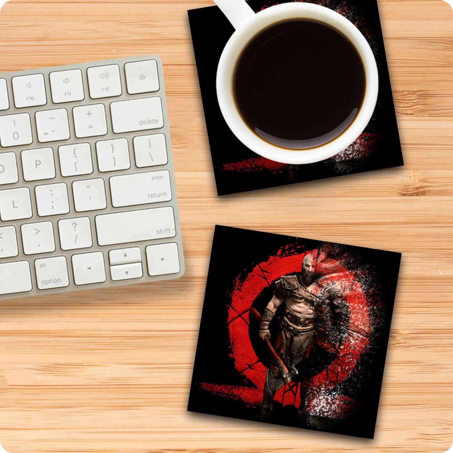 God of War Game Coaster – Kratos & Omega Logo