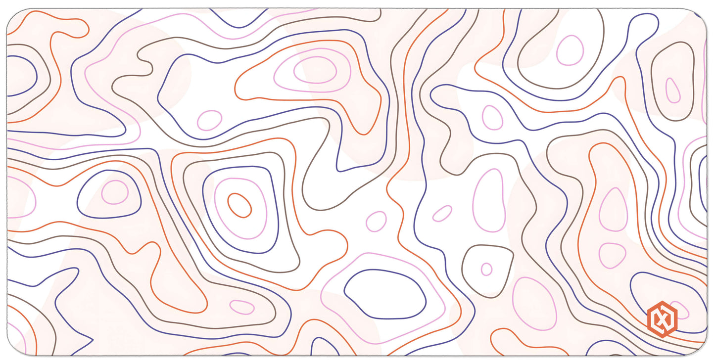 Geographic Abstract Deskmat – Cool White Contour Lines