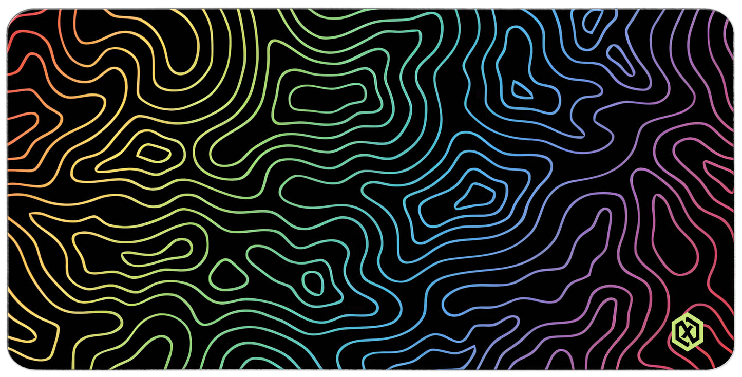 Abstract Fluid Waves Deskmat - Cool Gradient Contour Lines