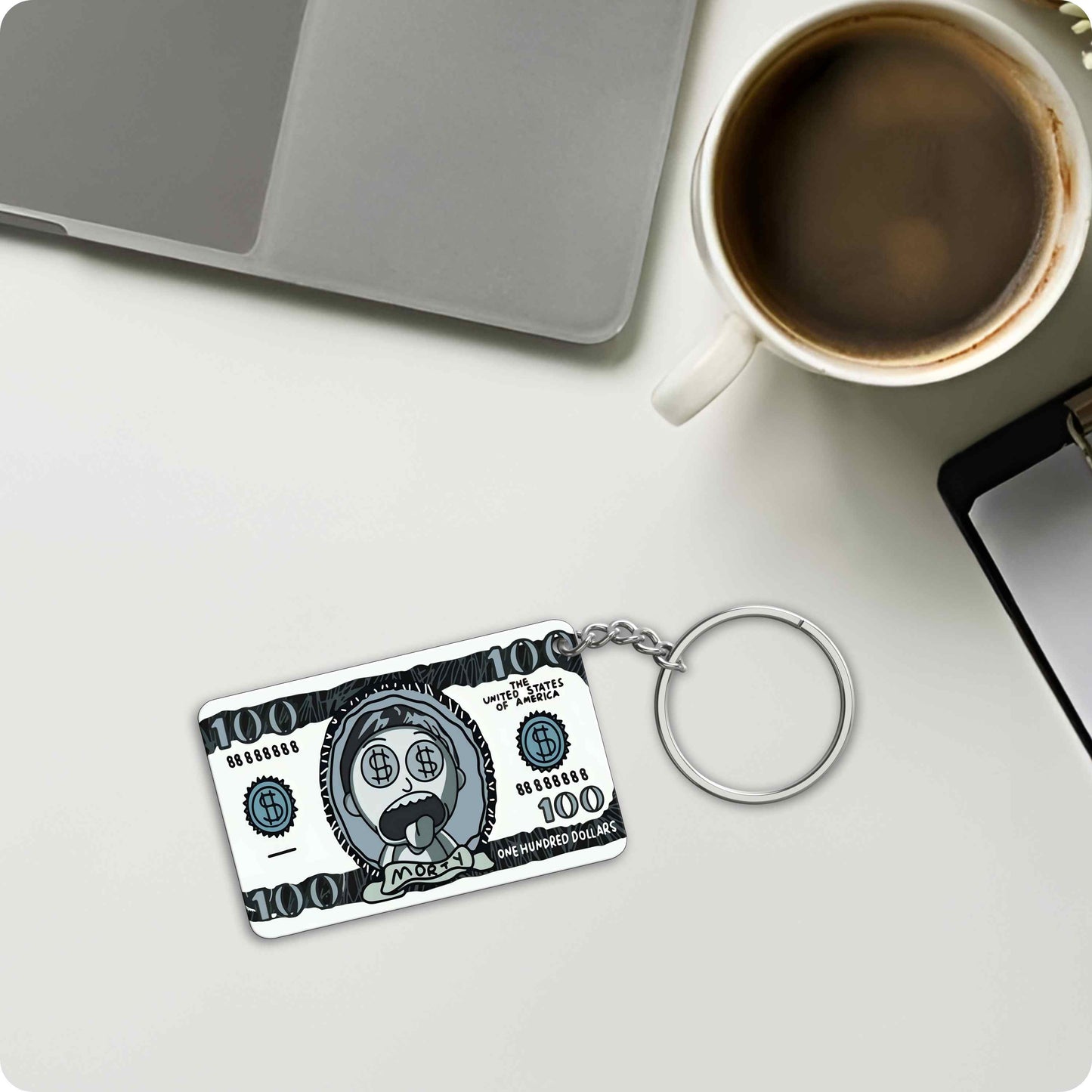 Rick and Morty Dollar Keychain
