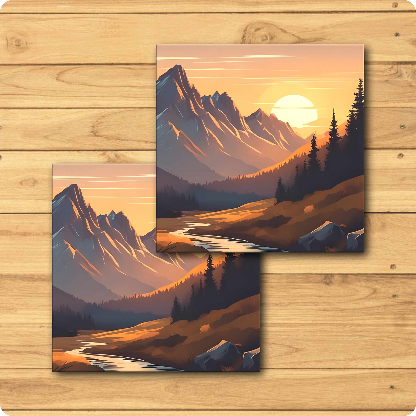 Scenic Landscape Coaster - Golden Hour Glow