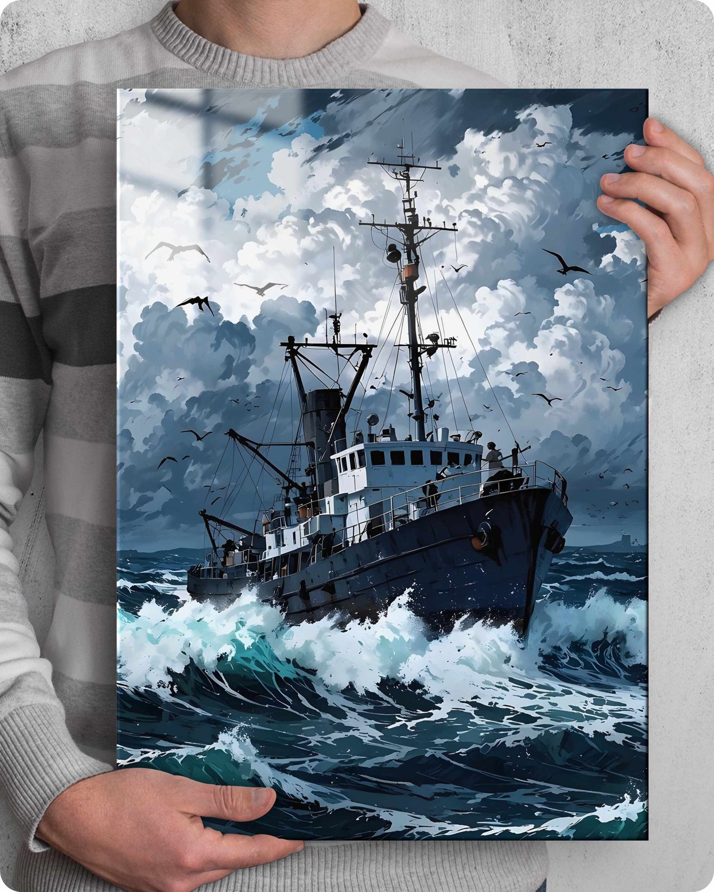 Sailing Ship Metal Poster - Blue Ocean