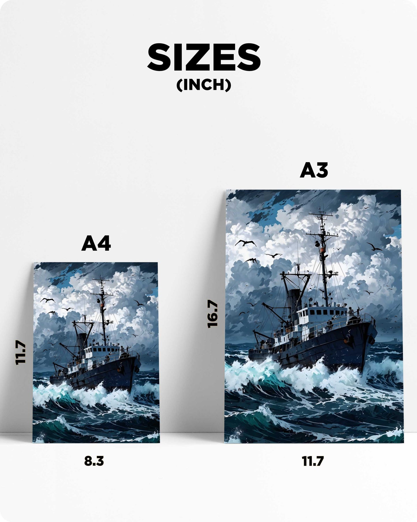 Sailing Ship Metal Poster - Blue Ocean