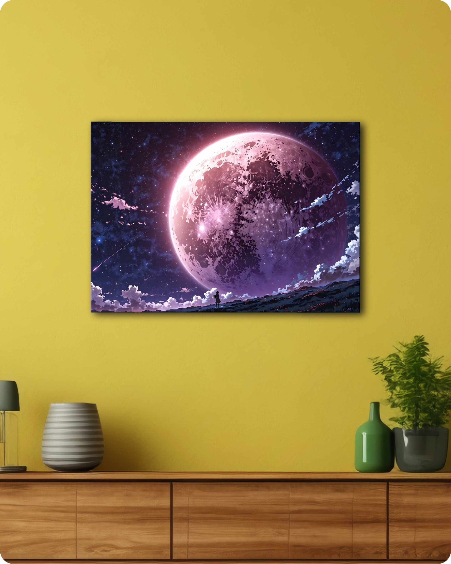 Moon Landscape Metal Poster – Dreamy Night Sky