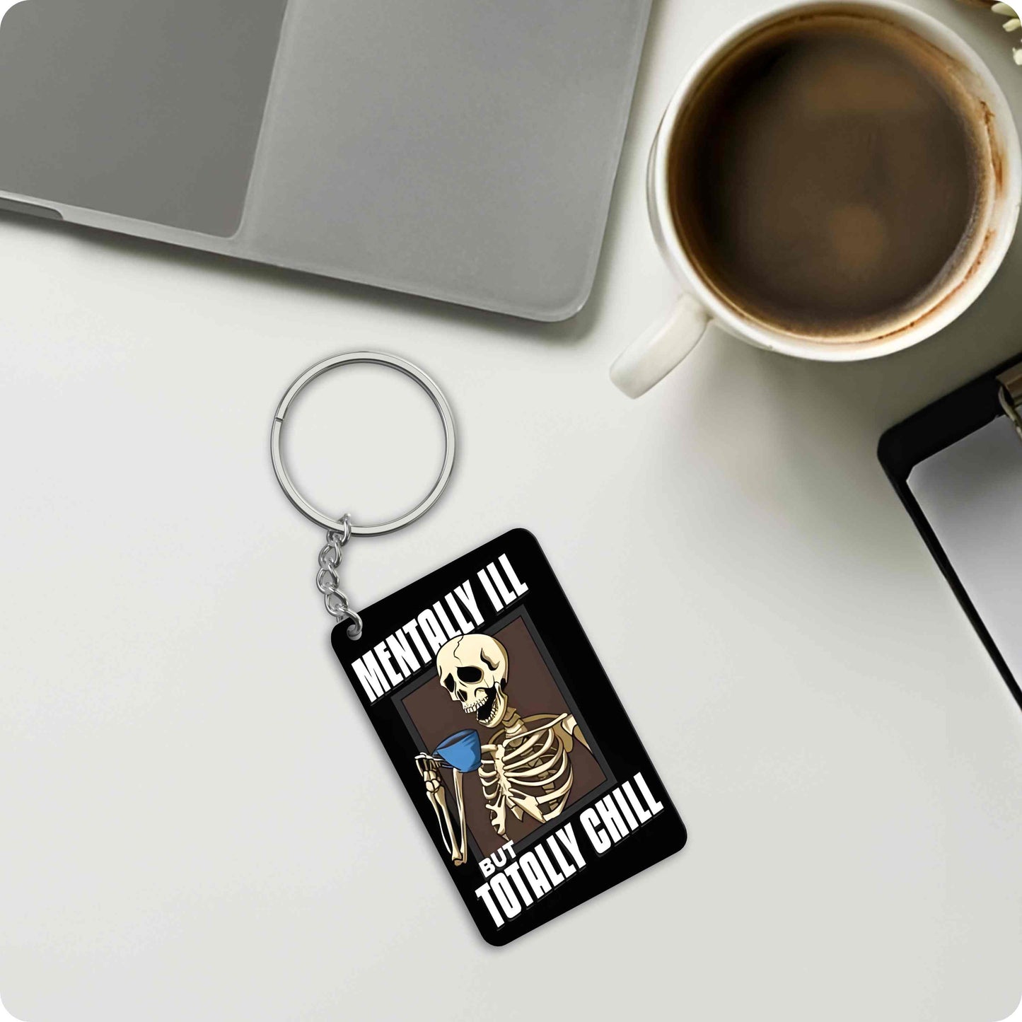 Skeleton motto Keychain