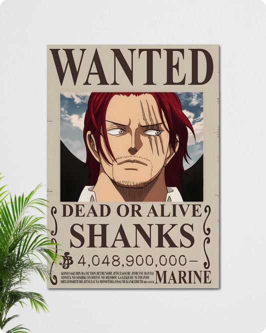 Shanks Red Haired Pirate Wanted Anime Poster - One Piece