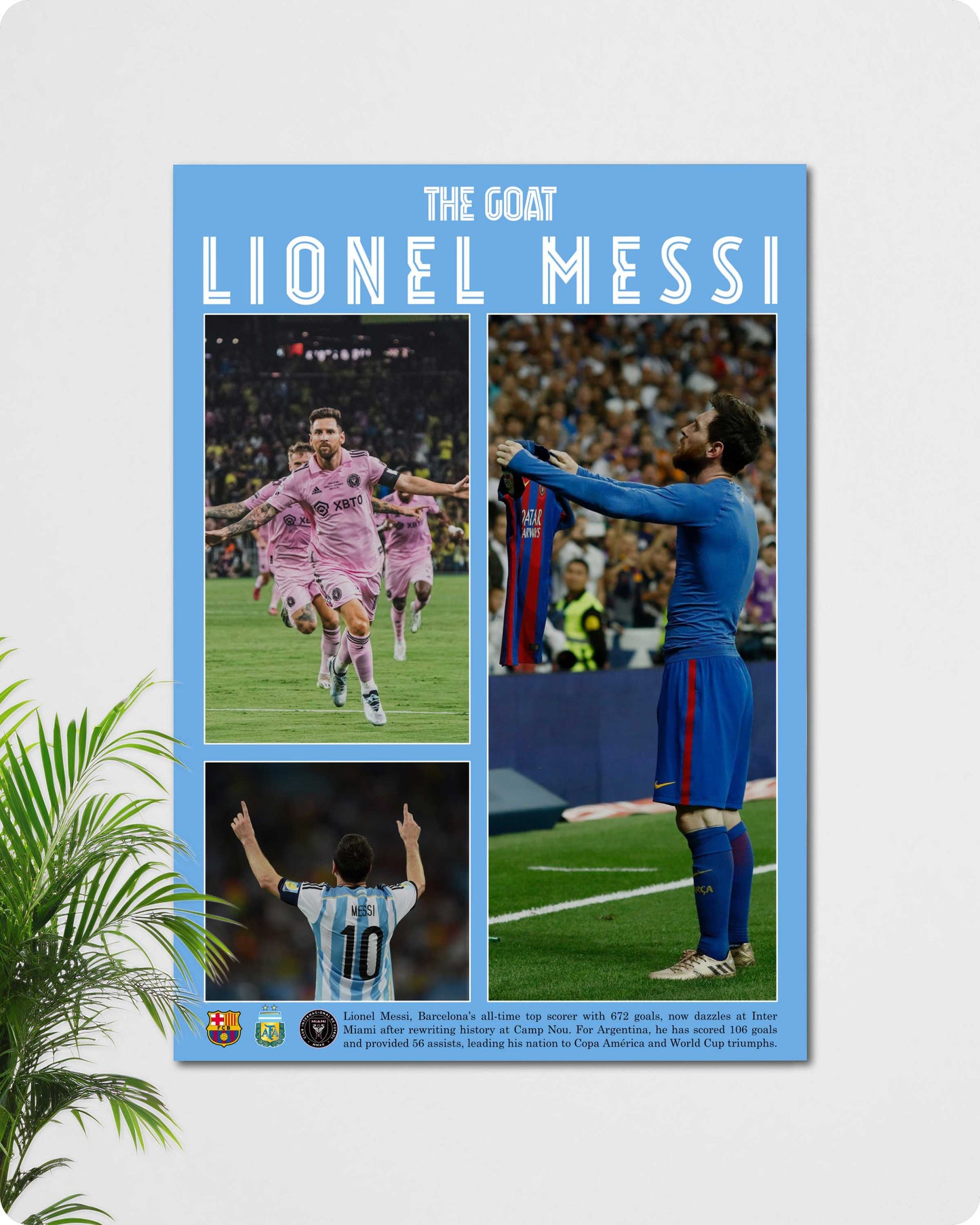 Lionel Messi Sports Poster - Argentina, Barcelona, Inter Miami