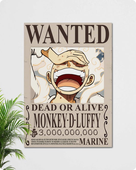 Luffy Gear 5 Wanted Anime Poster - One Piece