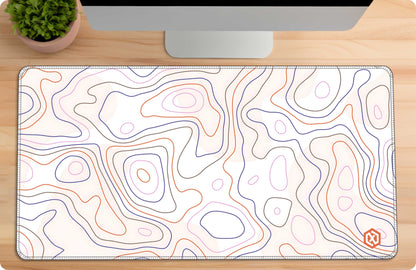 Geographic Abstract Deskmat – Cool White Contour Lines
