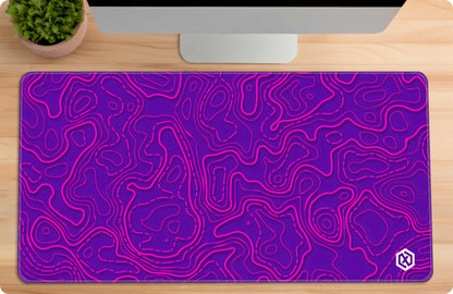 Geographic Abstract Deskmat – Cool Purple Contour Lines