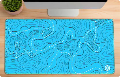 Geographic Abstract Deskmat - Cool Blue Contour