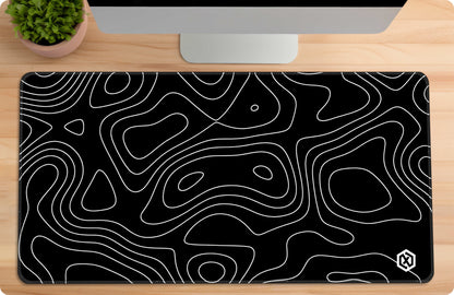 Abstract Fluid Waves Deskmat - Cool Black Contour Lines