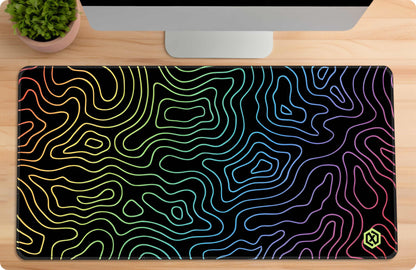 Abstract Fluid Waves Deskmat - Cool Gradient Contour Lines