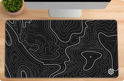 Geographic Abstract Deskmat - Black Contour Lines Patterns