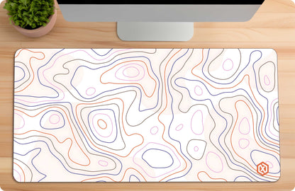 Geographic Abstract Deskmat – Cool White Contour Lines