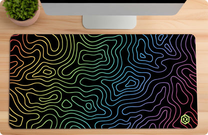 Abstract Fluid Waves Deskmat - Cool Gradient Contour Lines