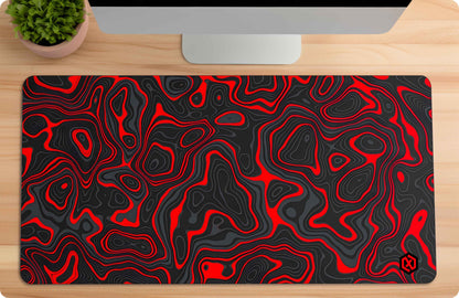 Abstract Fluid Waves Deskmat - Cool Red Contour Lines