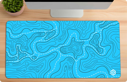 Geographic Abstract Deskmat - Cool Blue Contour