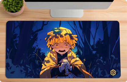 Demon Slayer Scared Zenitsu Anime Deskmat - Thunder Breathing