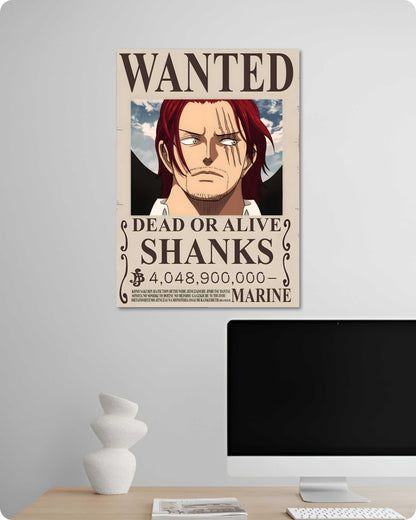 Shanks Red Haired Pirate Wanted Anime Poster - One Piece