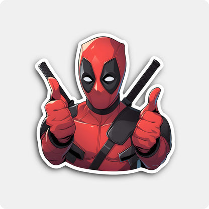 Deadpool Superhero Sticker – Funny Thumbs Up