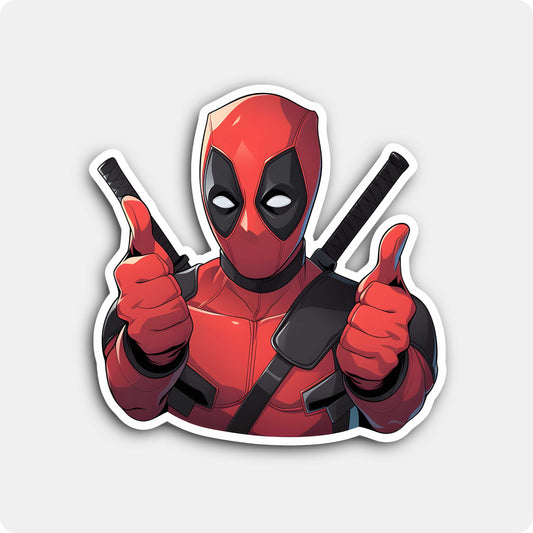 Deadpool Superhero Sticker – Funny Thumbs Up